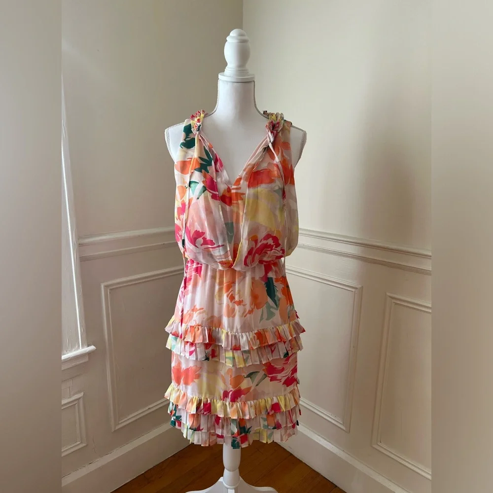 Bright Floral Mini Dress - Picture 2 of 10